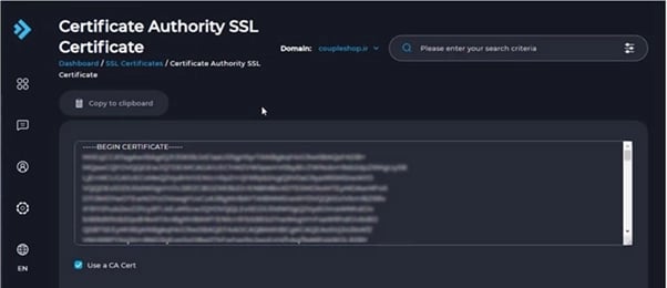 افزودن گواهی CA و فعالسازی نهایی